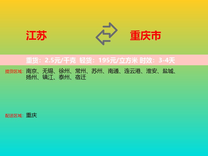 江苏到重庆市长途搬家