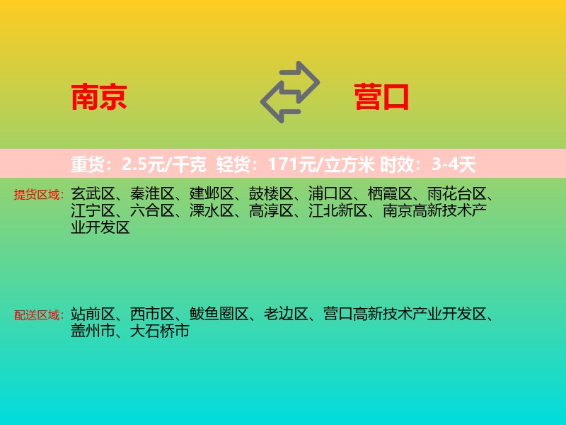 南京到营口物流专线价格时效