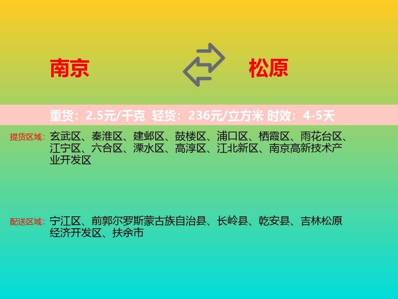 南京到松原物流专线价格时效