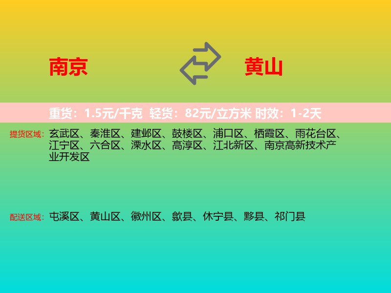 南京到黄山物流专线价格时效