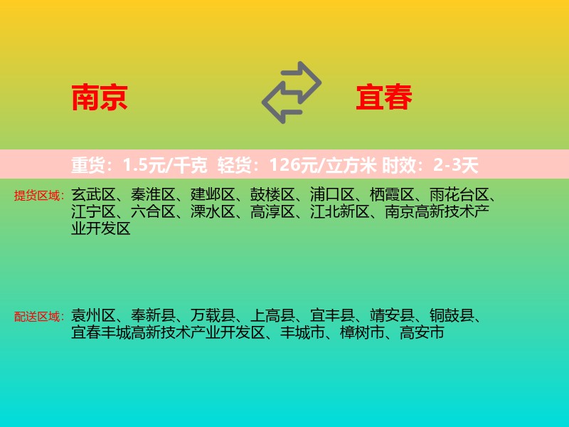 南京到宜春物流专线价格时效