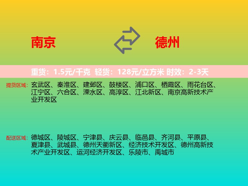 南京到德州物流专线价格时效