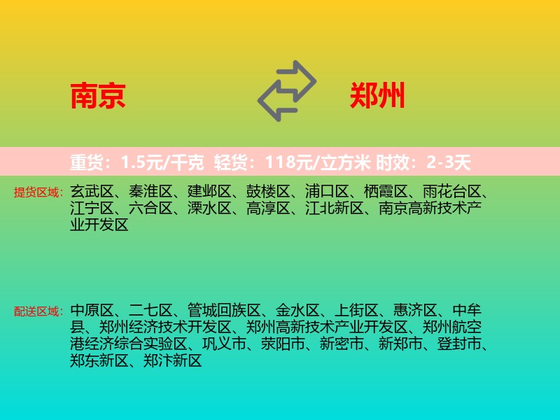 南京到郑州物流专线价格时效