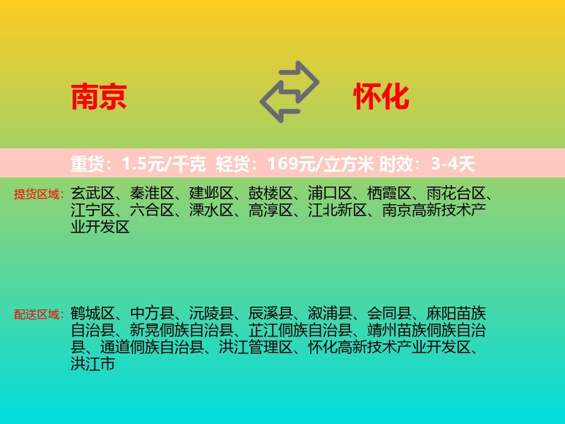 南京到怀化物流专线价格时效