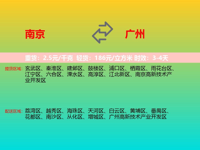 南京到广州物流专线价格时效