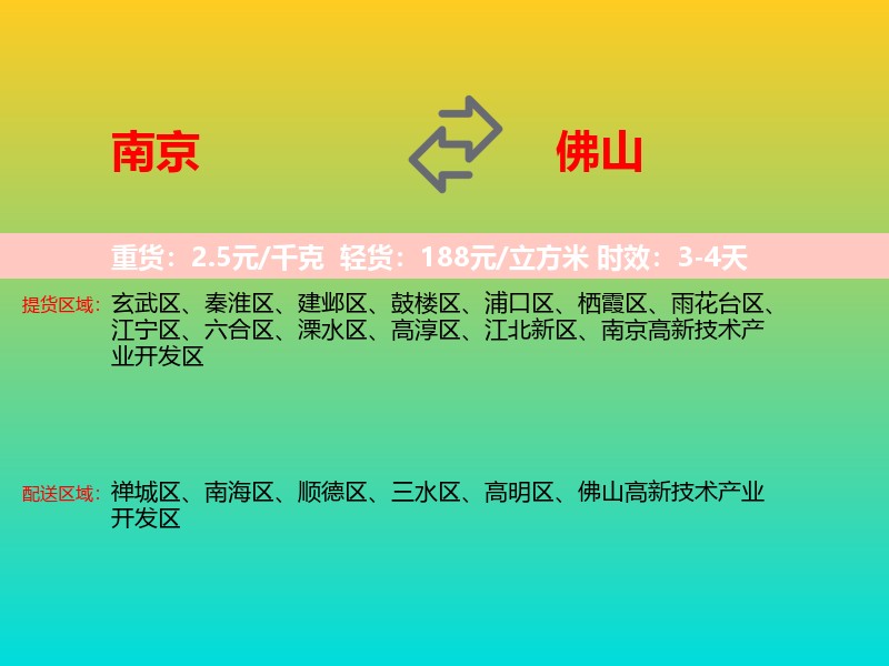 南京到佛山物流专线价格时效