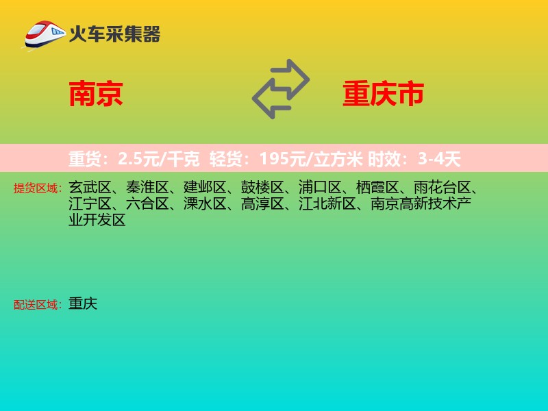 南京到重庆市物流专线