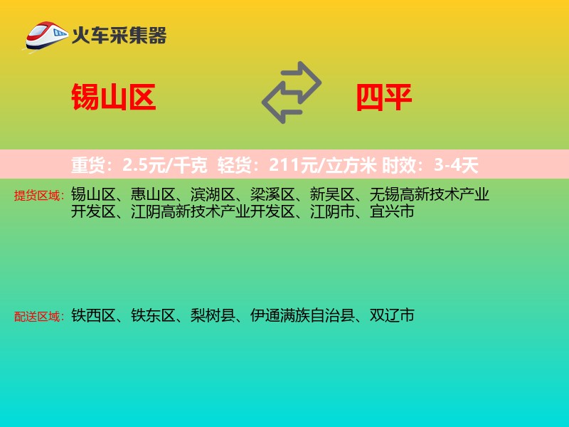 锡山区到四平物流专线