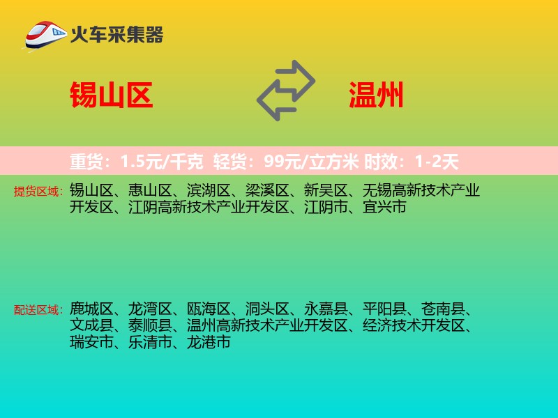 锡山区到温州物流专线