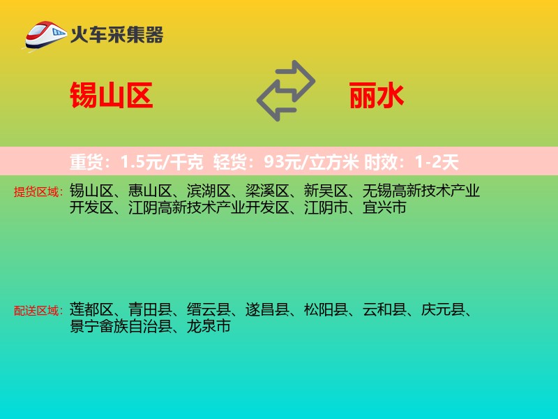锡山区到丽水物流专线