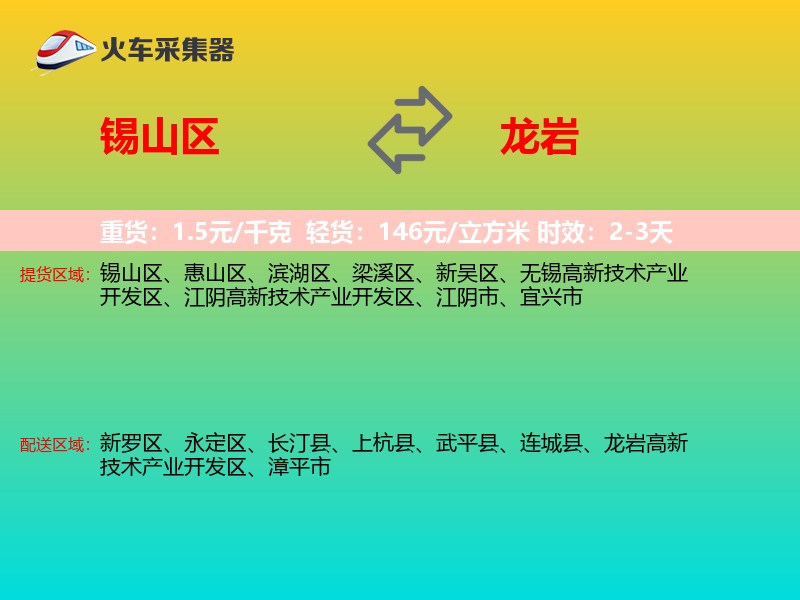 锡山区到龙岩物流专线