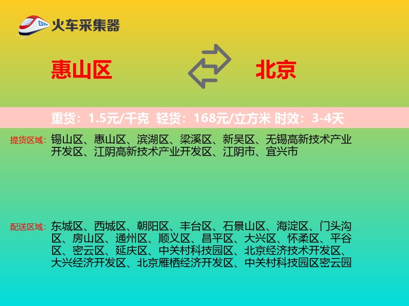惠山区到北京物流专线