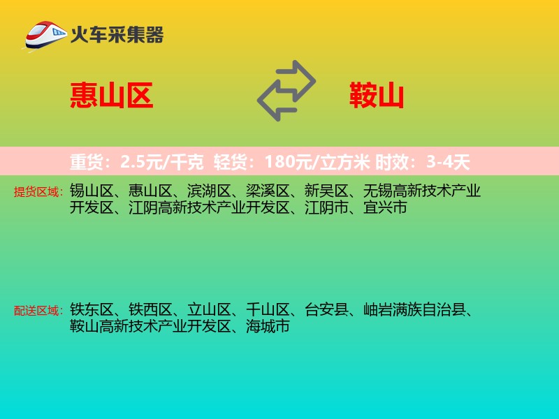惠山区到鞍山物流专线