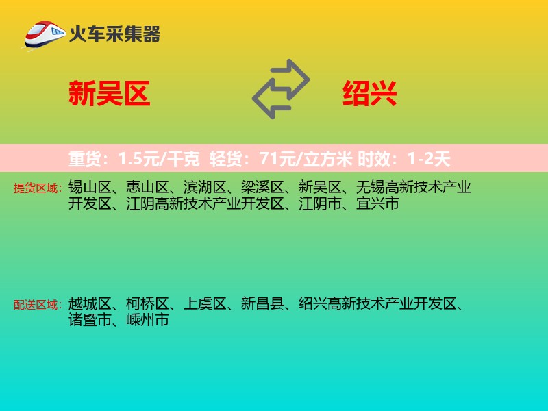 新吴区到绍兴物流专线