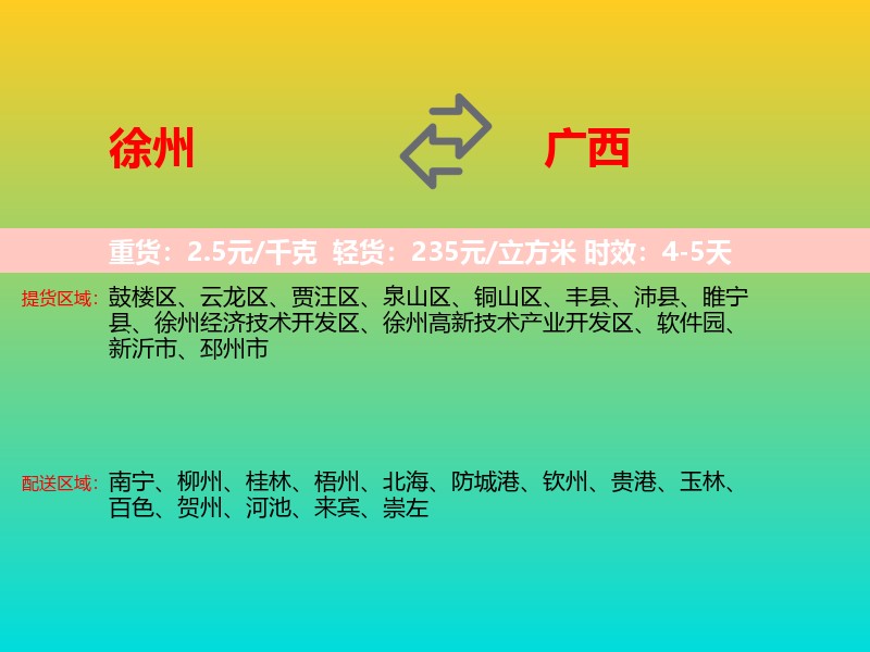 徐州到广西长途搬家