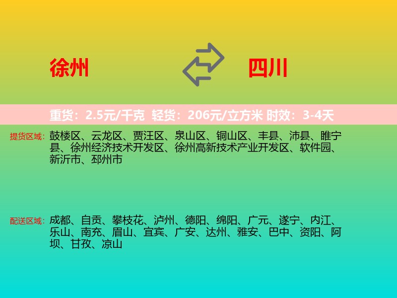 徐州到四川长途搬家