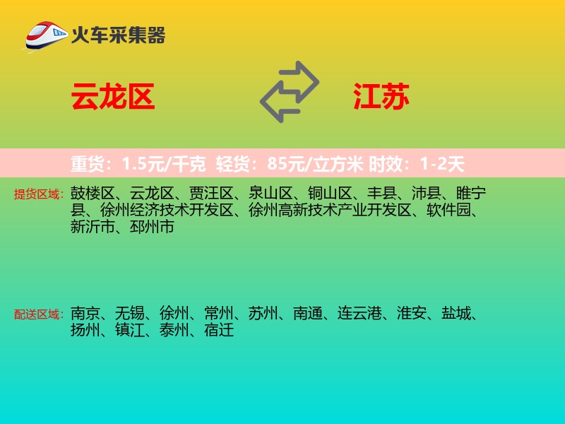 云龙区到江苏物流专线