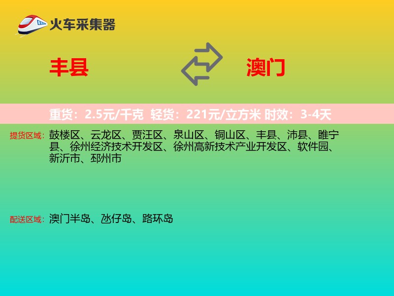 丰县到澳门轿车托运