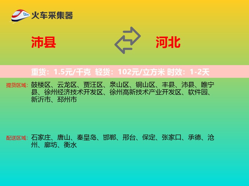 沛县到河北物流专线