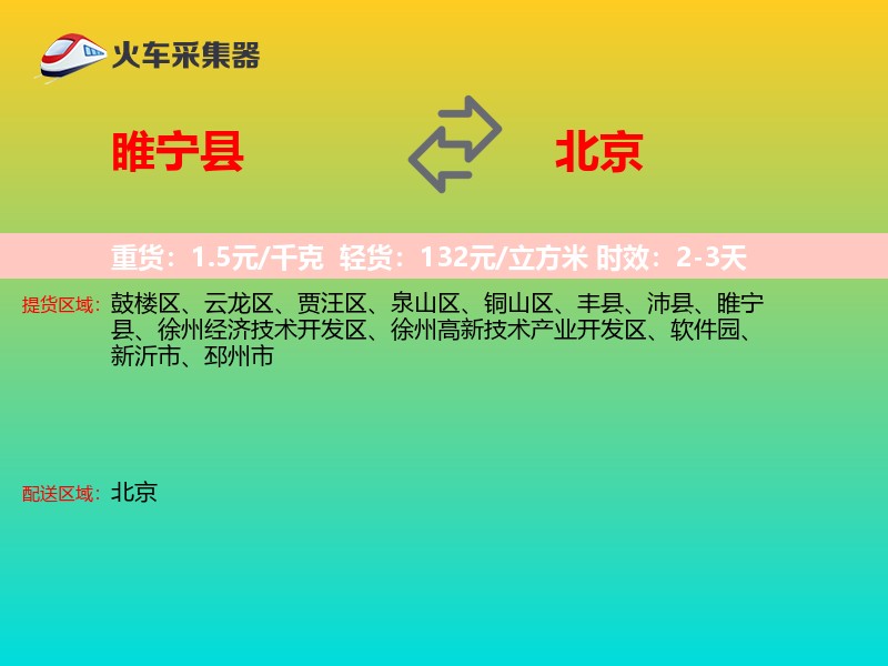 睢宁县到北京物流专线