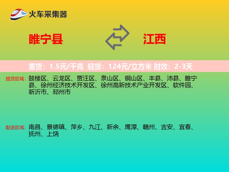睢宁县到江西物流专线