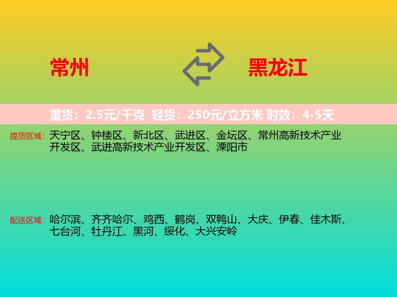 常州到黑龙江长途搬家