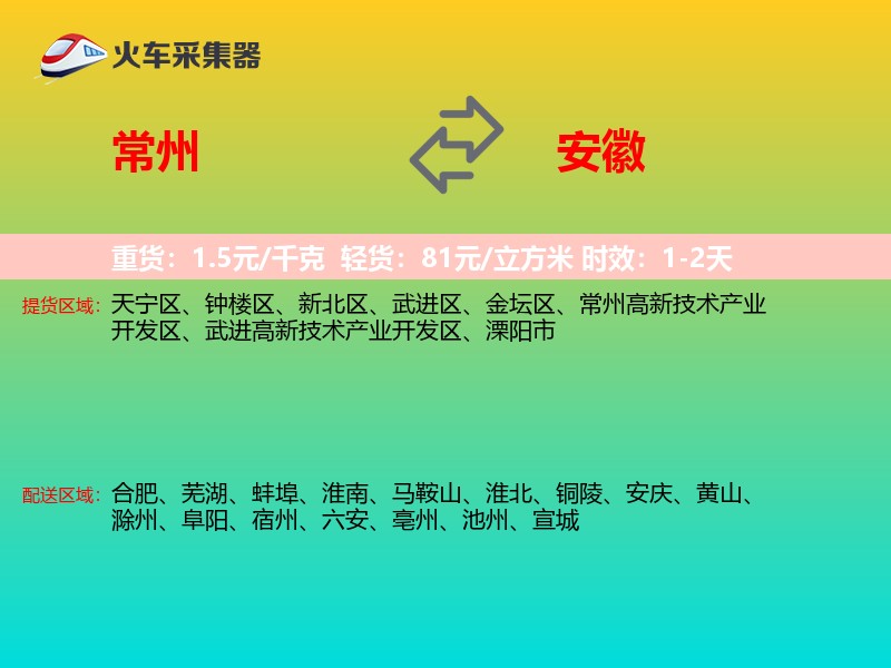 常州到安徽物流专线
