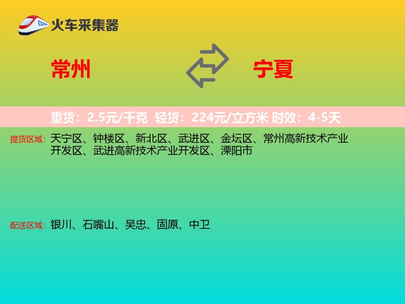 常州到宁夏物流专线