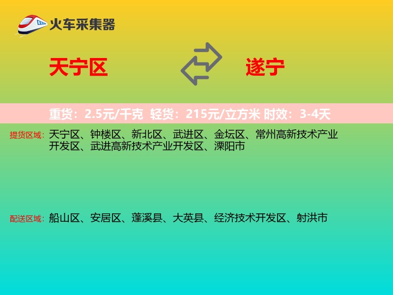 天宁区到遂宁物流专线