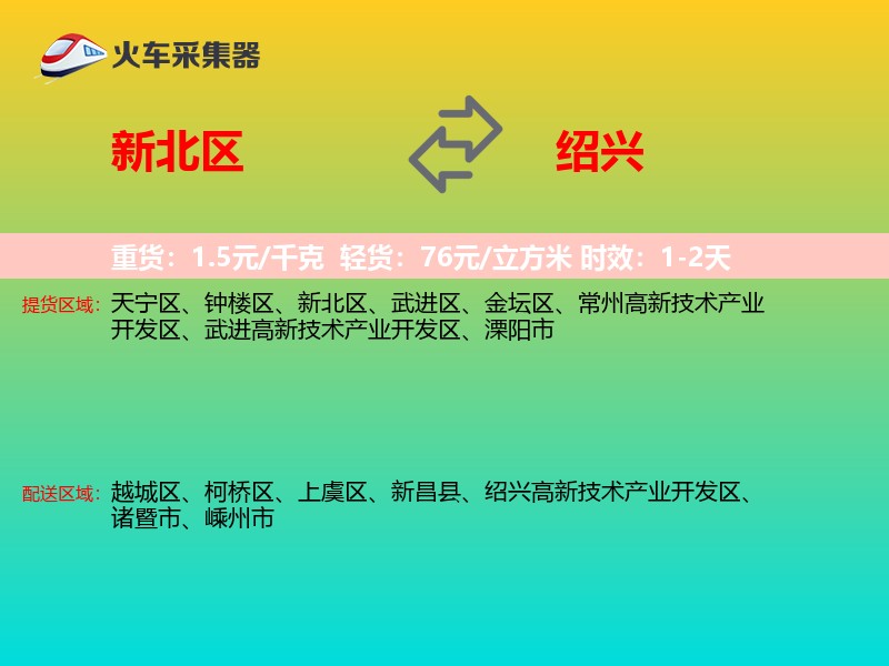 新北区到绍兴物流专线