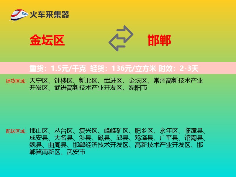 金坛区到邯郸物流专线