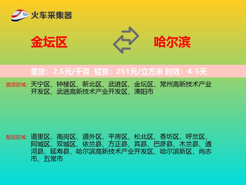 金坛区到哈尔滨物流专线