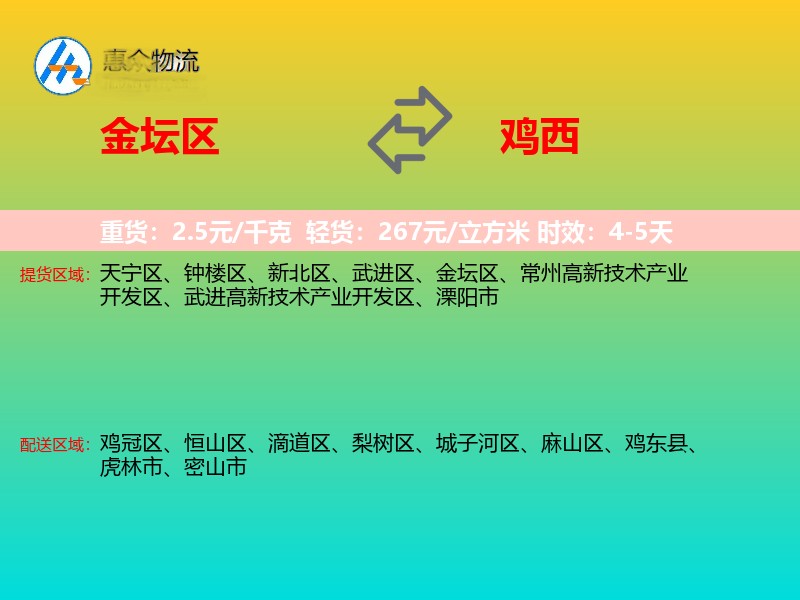 金坛区到鸡西物流专线