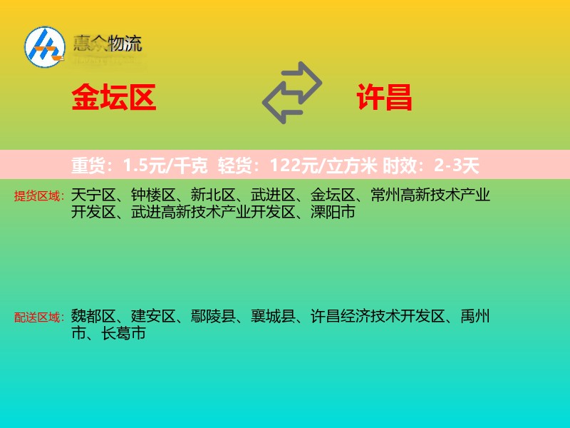 金坛区到许昌物流专线
