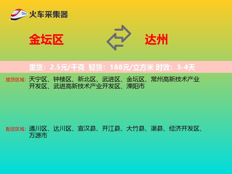 金坛区到达州物流专线