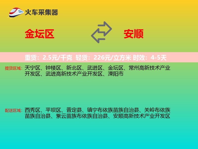 金坛区到安顺物流专线