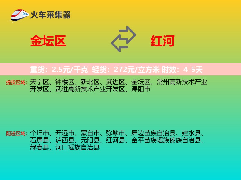 金坛区到红河物流专线