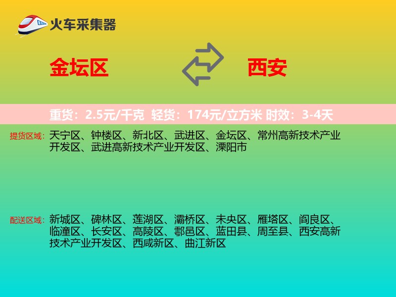 金坛区到西安物流专线