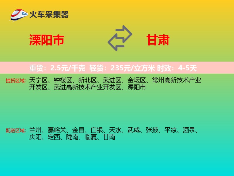溧阳市到甘肃物流专线