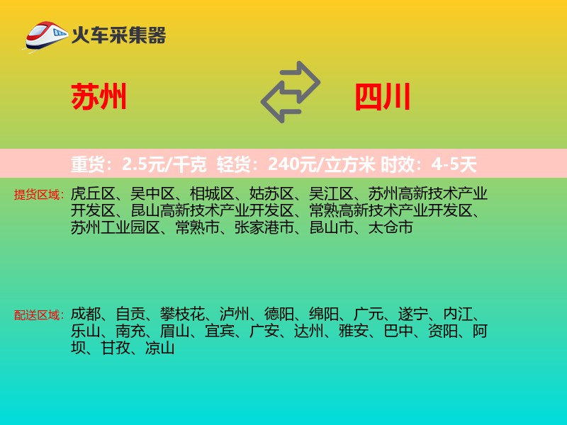 苏州到四川物流专线