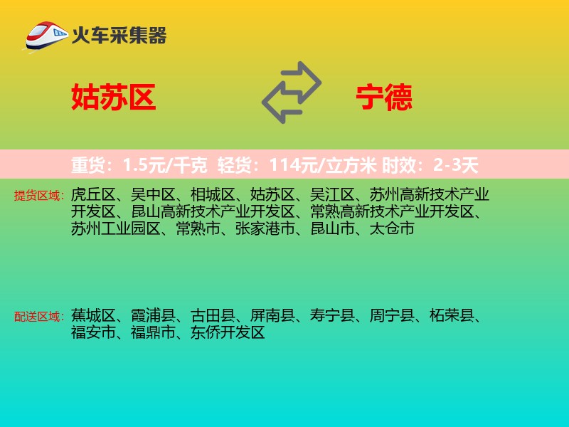 姑苏区到宁德物流专线