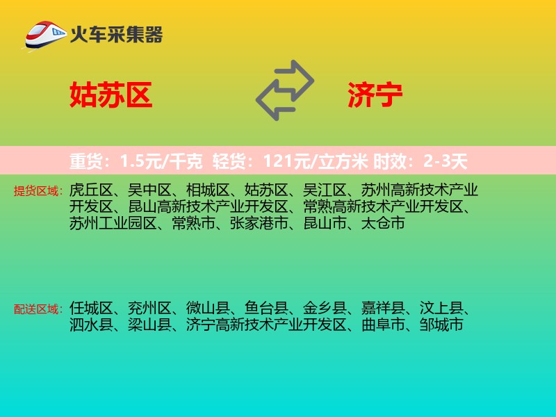 姑苏区到济宁物流专线