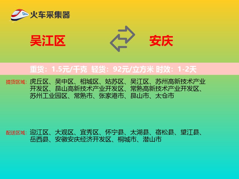 吴江区到安庆物流专线