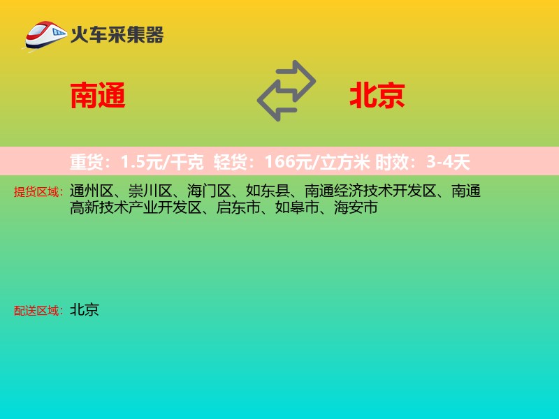 南通到北京物流专线