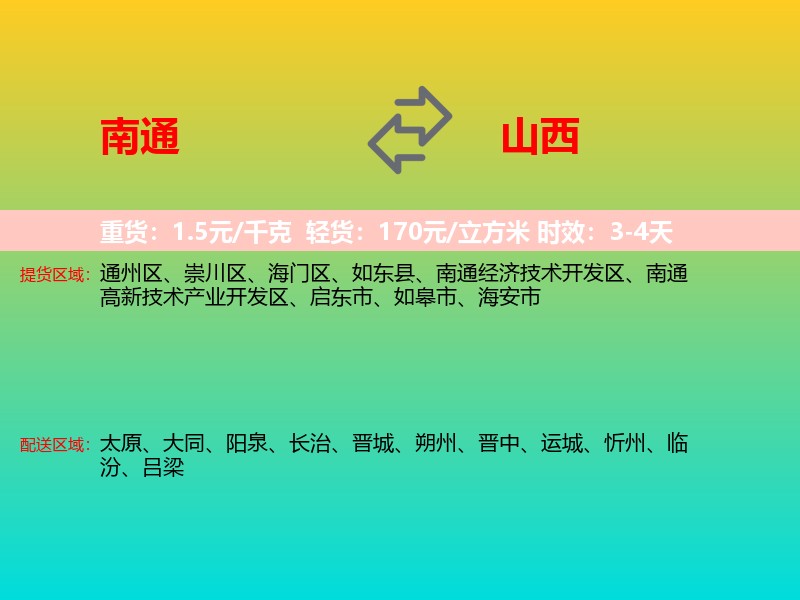 南通到山西长途搬家