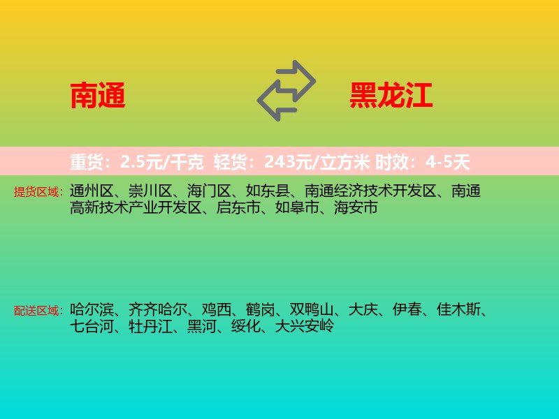 南通到黑龙江长途搬家