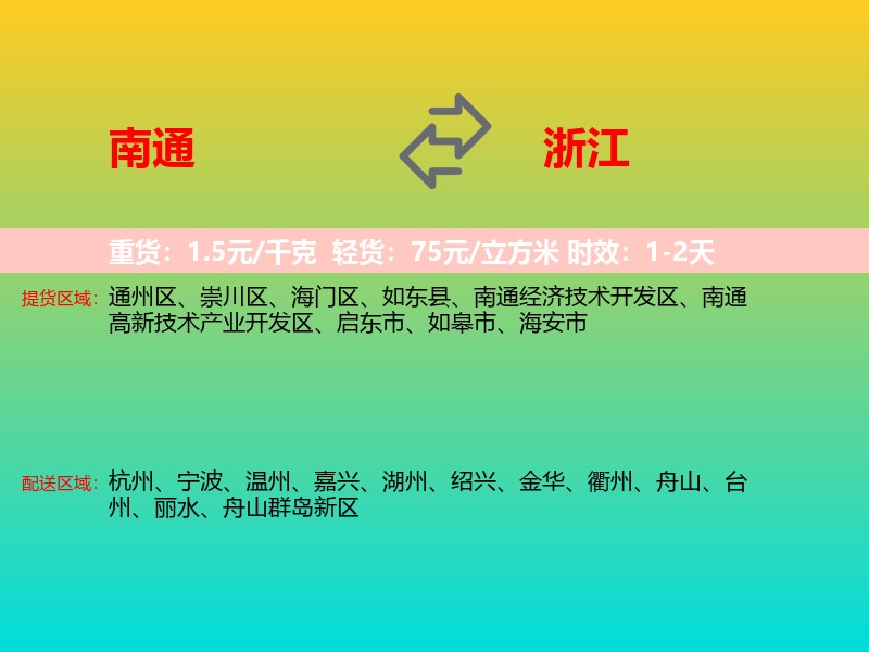 南通到浙江长途搬家