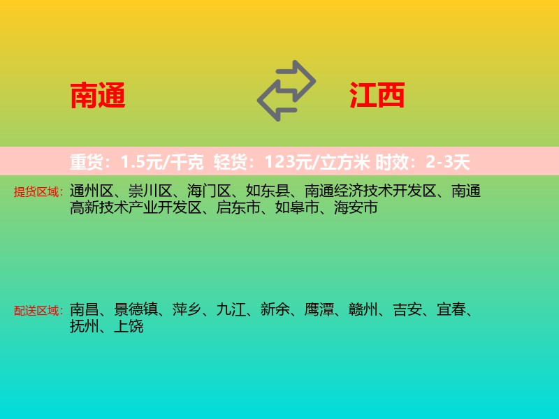 南通到江西长途搬家