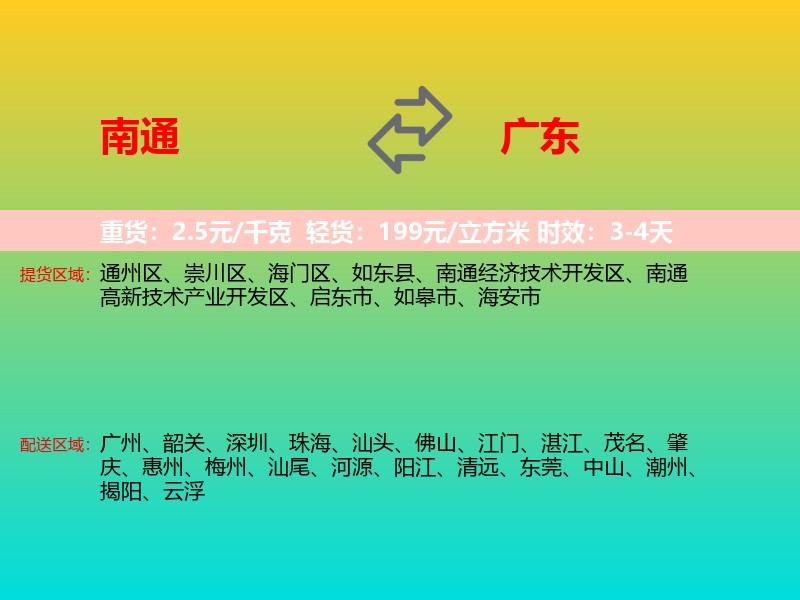 南通到广东长途搬家
