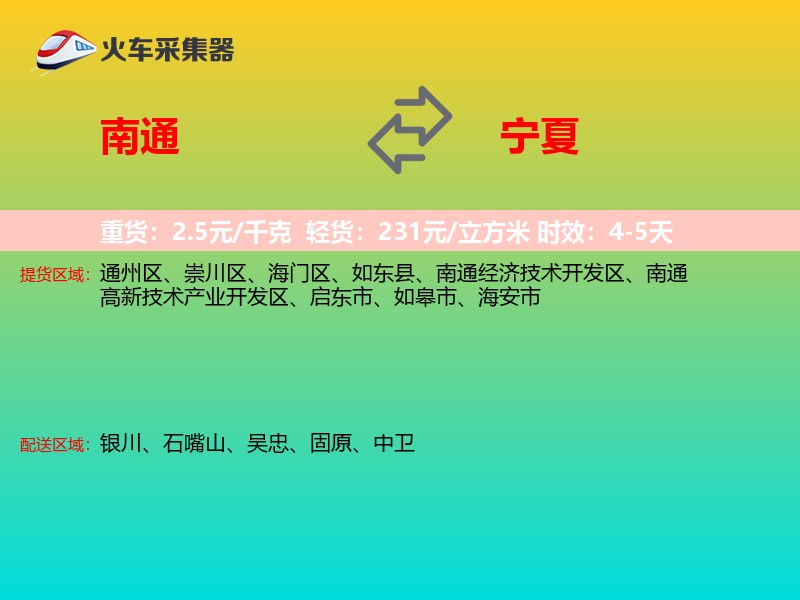 南通到宁夏物流专线
